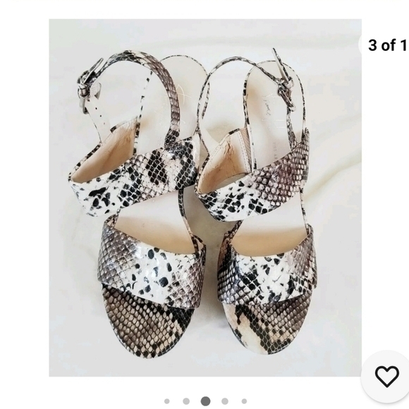 BOSTON PROPER FRANCO SARTO PYTHON WEDGE SANDALS SZ 9.5 - Picture 3 of 10